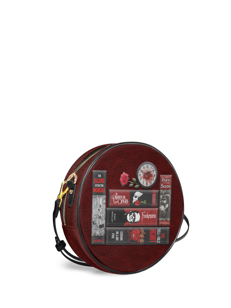 "The Crimson Codex" Circle Crossbody Bag