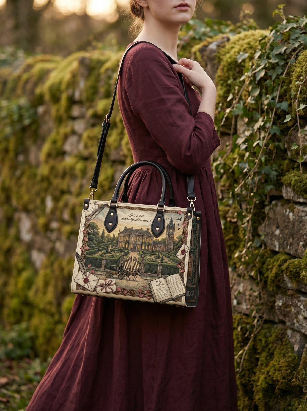 Pride and Prejudice Regency Leather Handbag - lifestyle 1