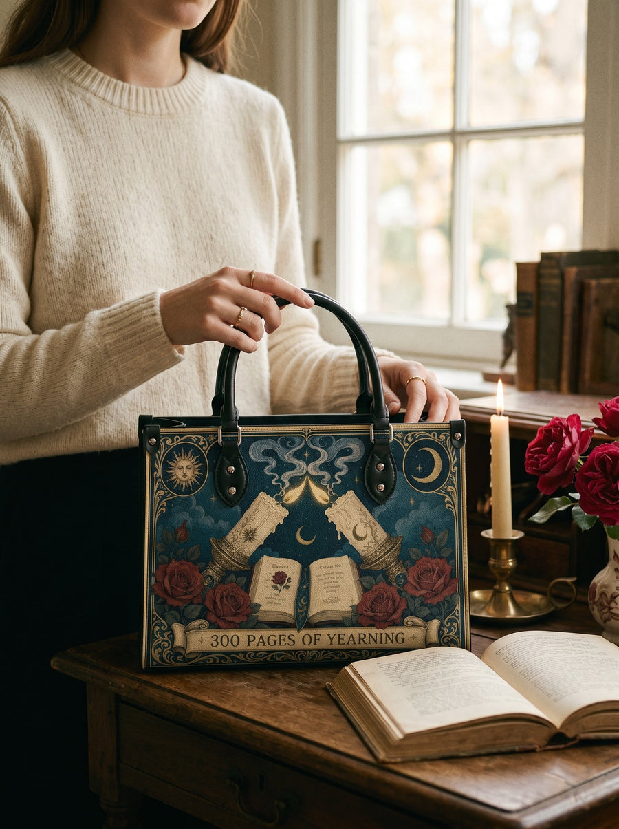 “300 Pages of Yearning” Candlelit Confession Leather Handbag