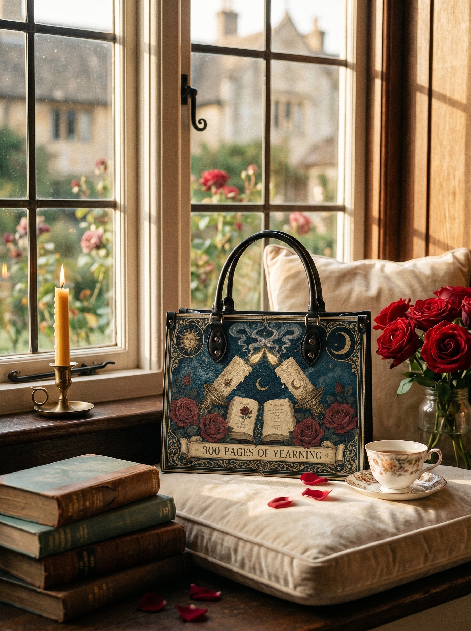 “300 Pages of Yearning” Candlelit Confession Leather Handbag