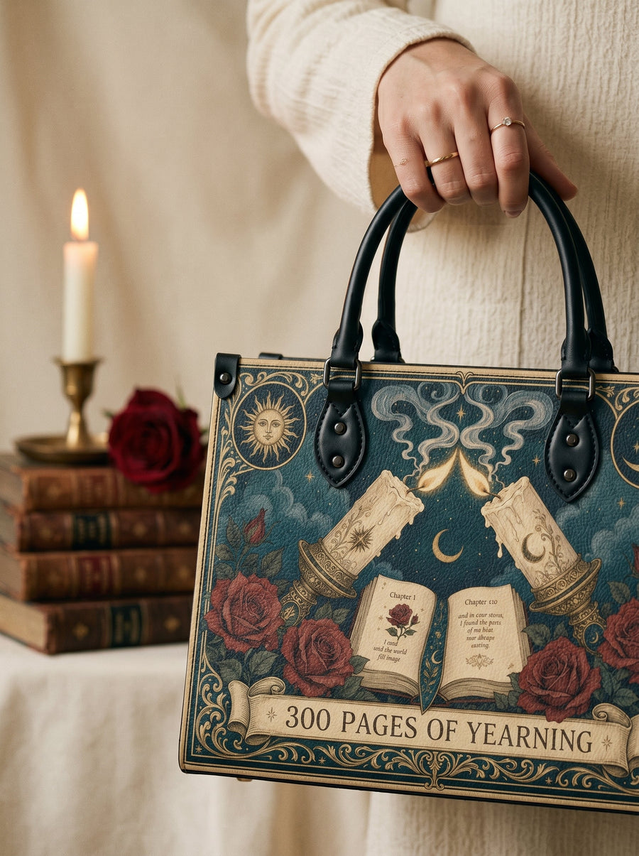 “300 Pages of Yearning” Candlelit Confession Leather Handbag