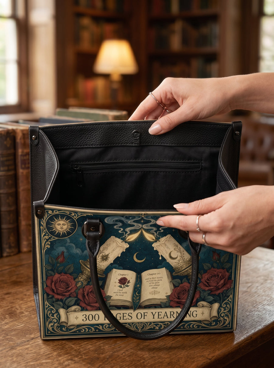 “300 Pages of Yearning” Candlelit Confession Leather Handbag