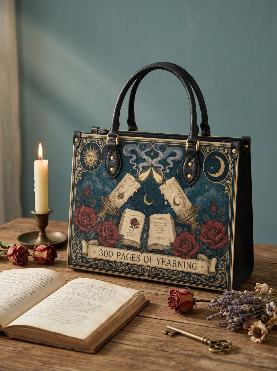 “300 Pages of Yearning” Candlelit Confession Leather Handbag