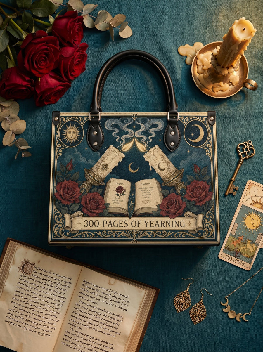 “300 Pages of Yearning” Candlelit Confession Leather Handbag