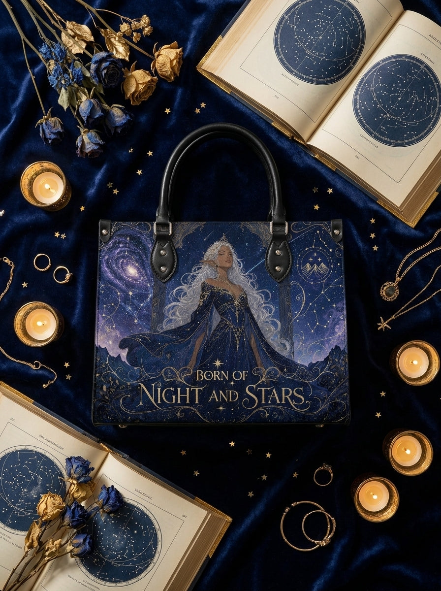 “Born of Night and Stars” Celestial Heiress Leather Handbag