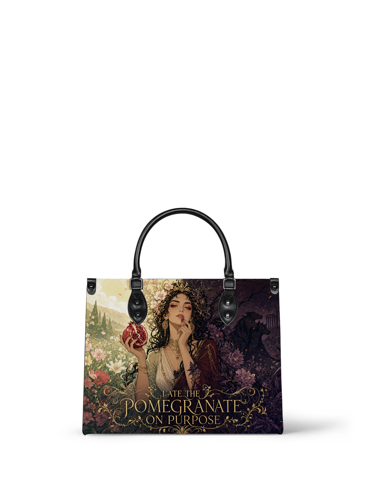 “I Ate the Pomegranate on Purpose” Underworld Bride Leather Handbag