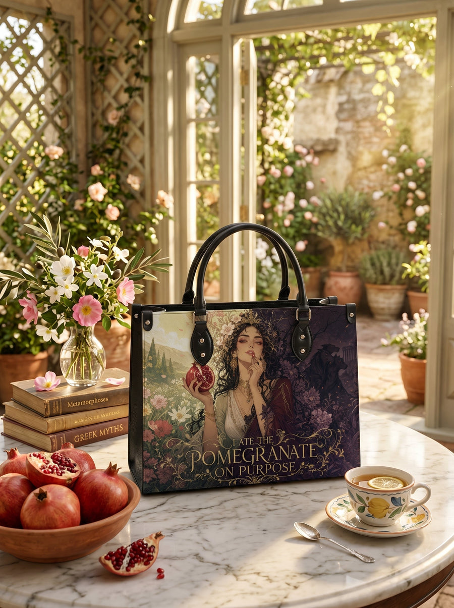 “I Ate the Pomegranate on Purpose” Underworld Bride Leather Handbag