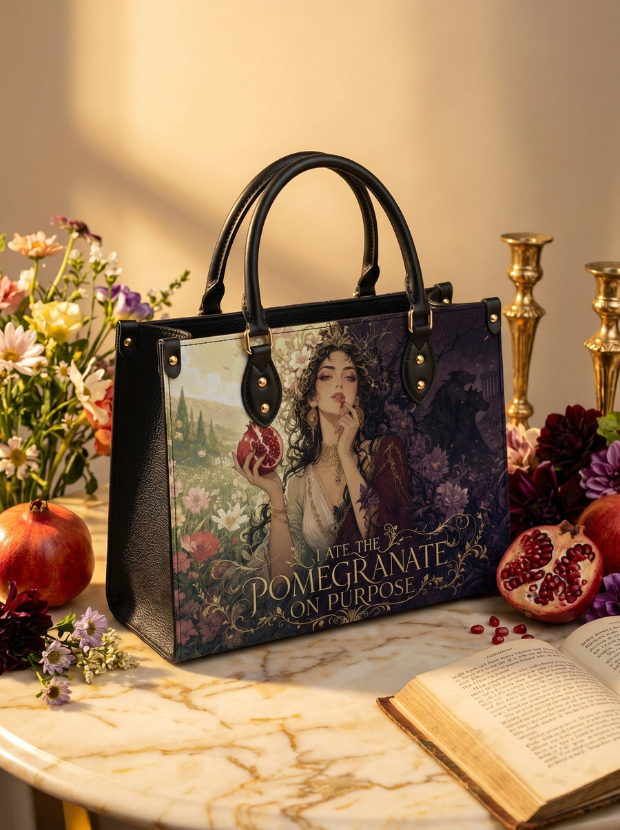 “I Ate the Pomegranate on Purpose” Underworld Bride Leather Handbag