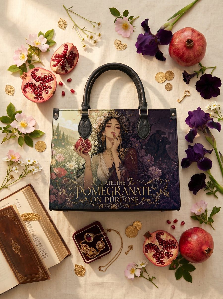 “I Ate the Pomegranate on Purpose” Underworld Bride Leather Handbag