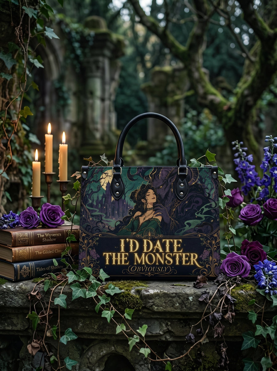 “I’d Date the Monster (Obviously)” Thorned Garden Leather Handbag