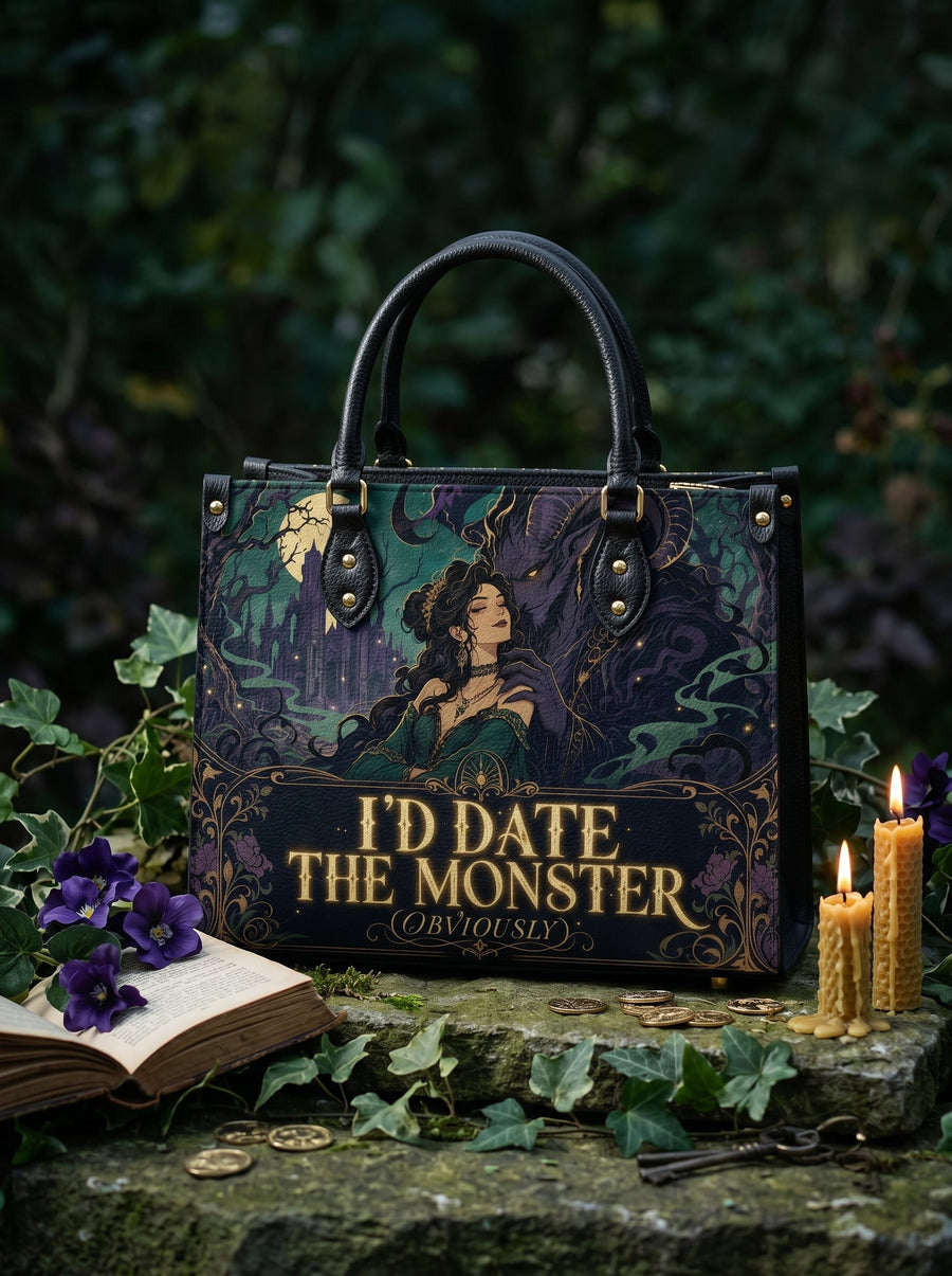 “I’d Date the Monster (Obviously)” Thorned Garden Leather Handbag