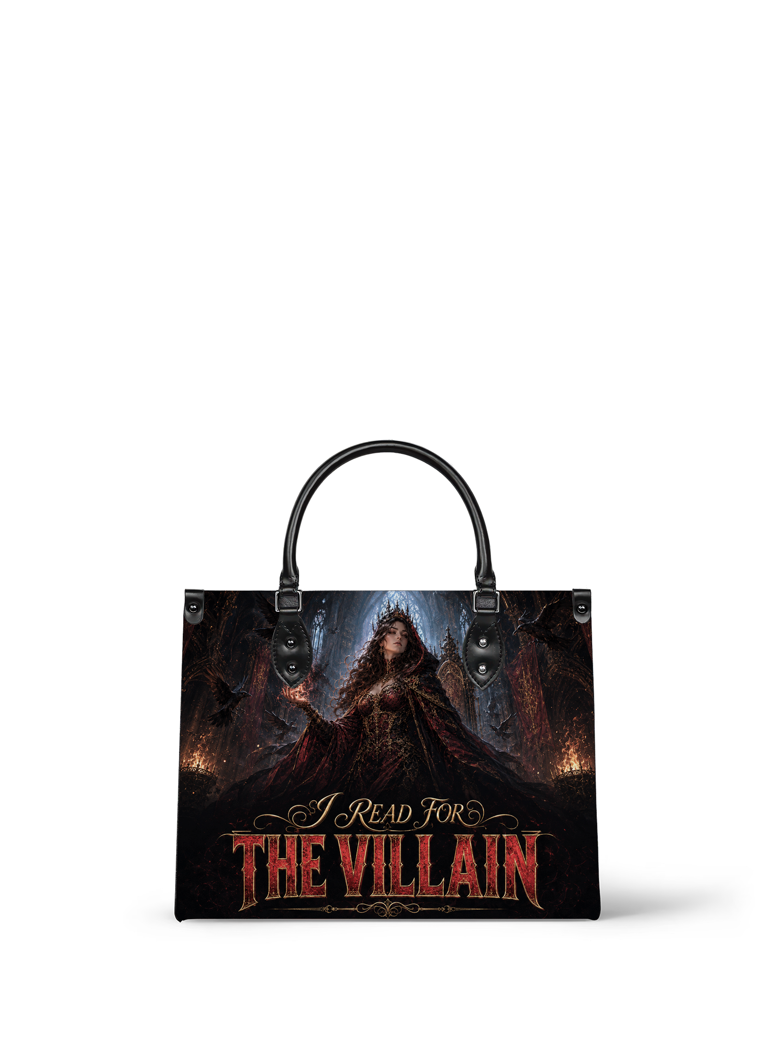 “I Read for the Villain” Cathedral Coronation Leather Handbag