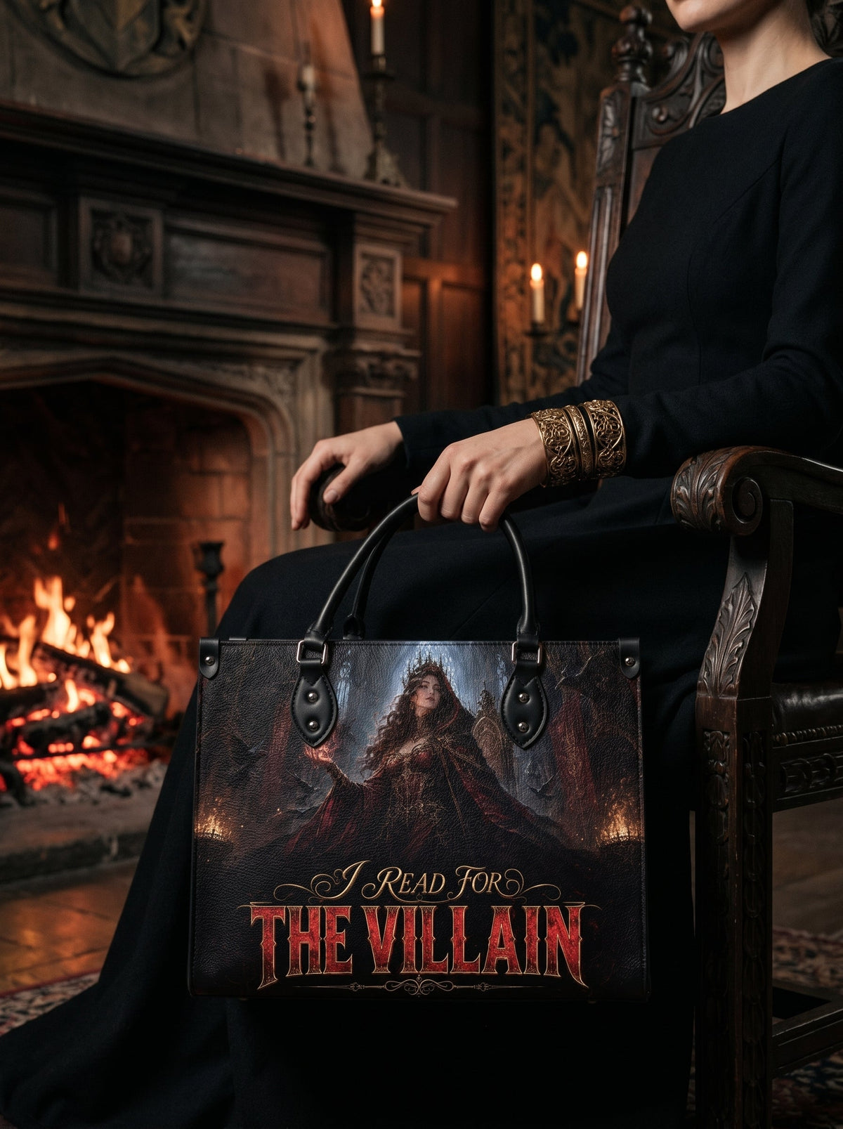 “I Read for the Villain” Cathedral Coronation Leather Handbag