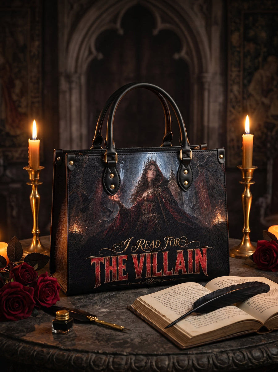 “I Read for the Villain” Cathedral Coronation Leather Handbag