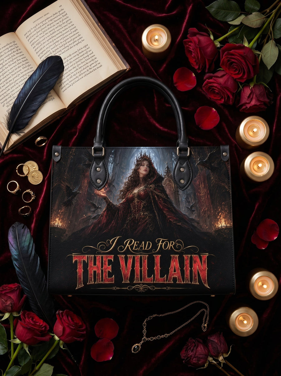 “I Read for the Villain” Cathedral Coronation Leather Handbag