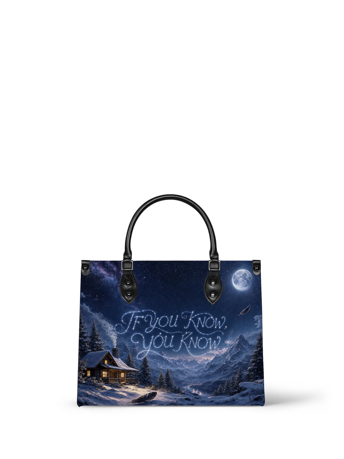 “If You Know, You Know” Snowbound Cabin Leather Handbag