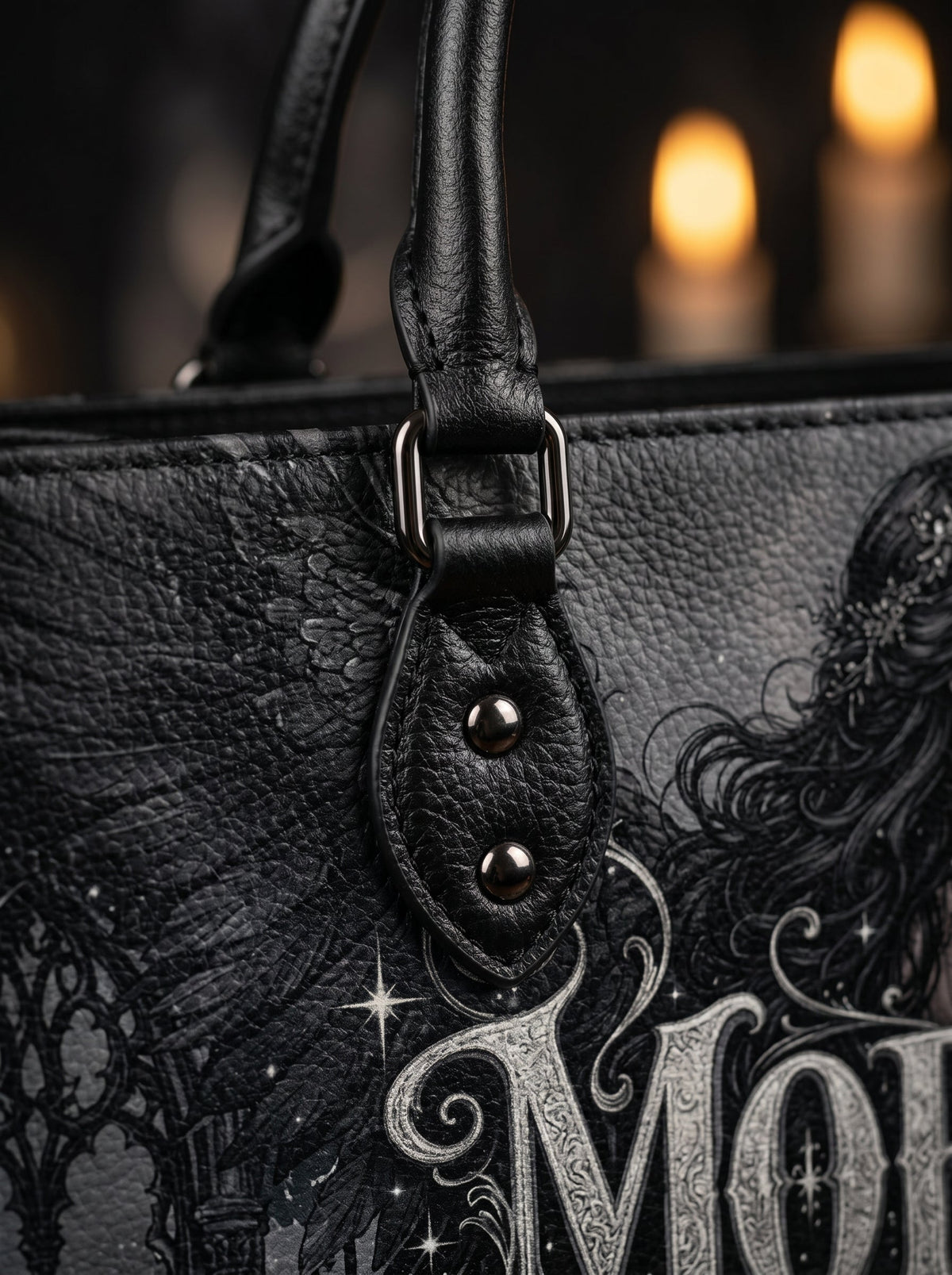 “Morally Grey Is My Favorite Color” Raven-Wing Leather Handbag