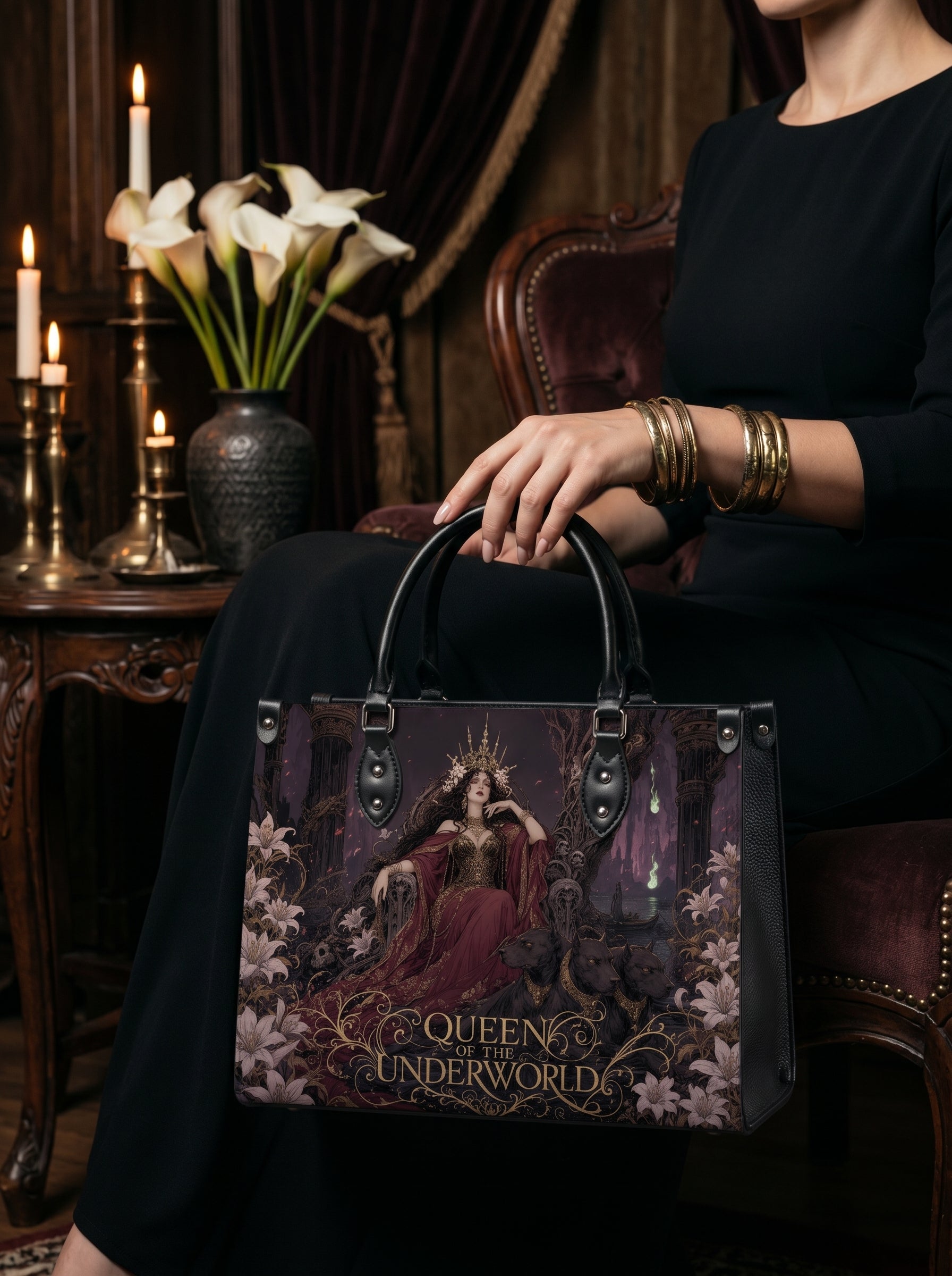 “Queen of the Underworld” Lily Throne Leather Handbag
