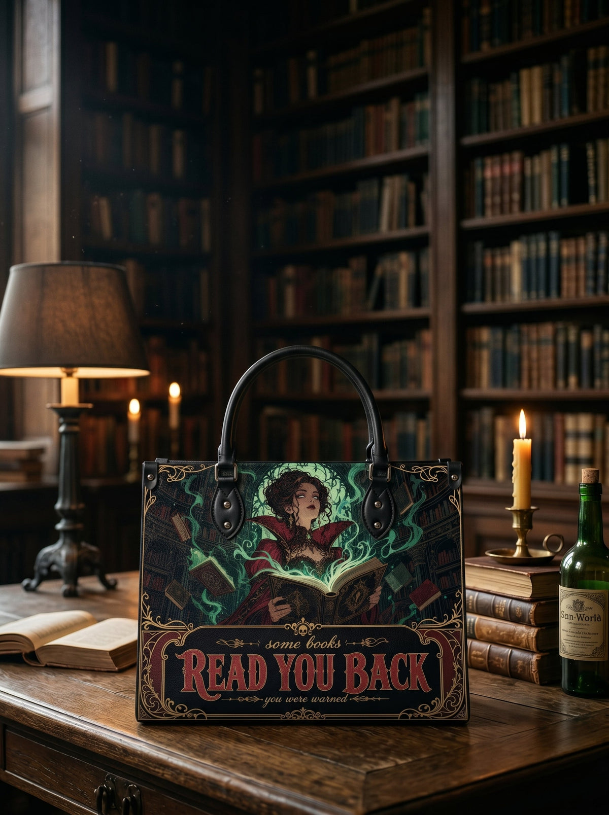 “Some Books Read You Back” Cursed Library Leather Handbag