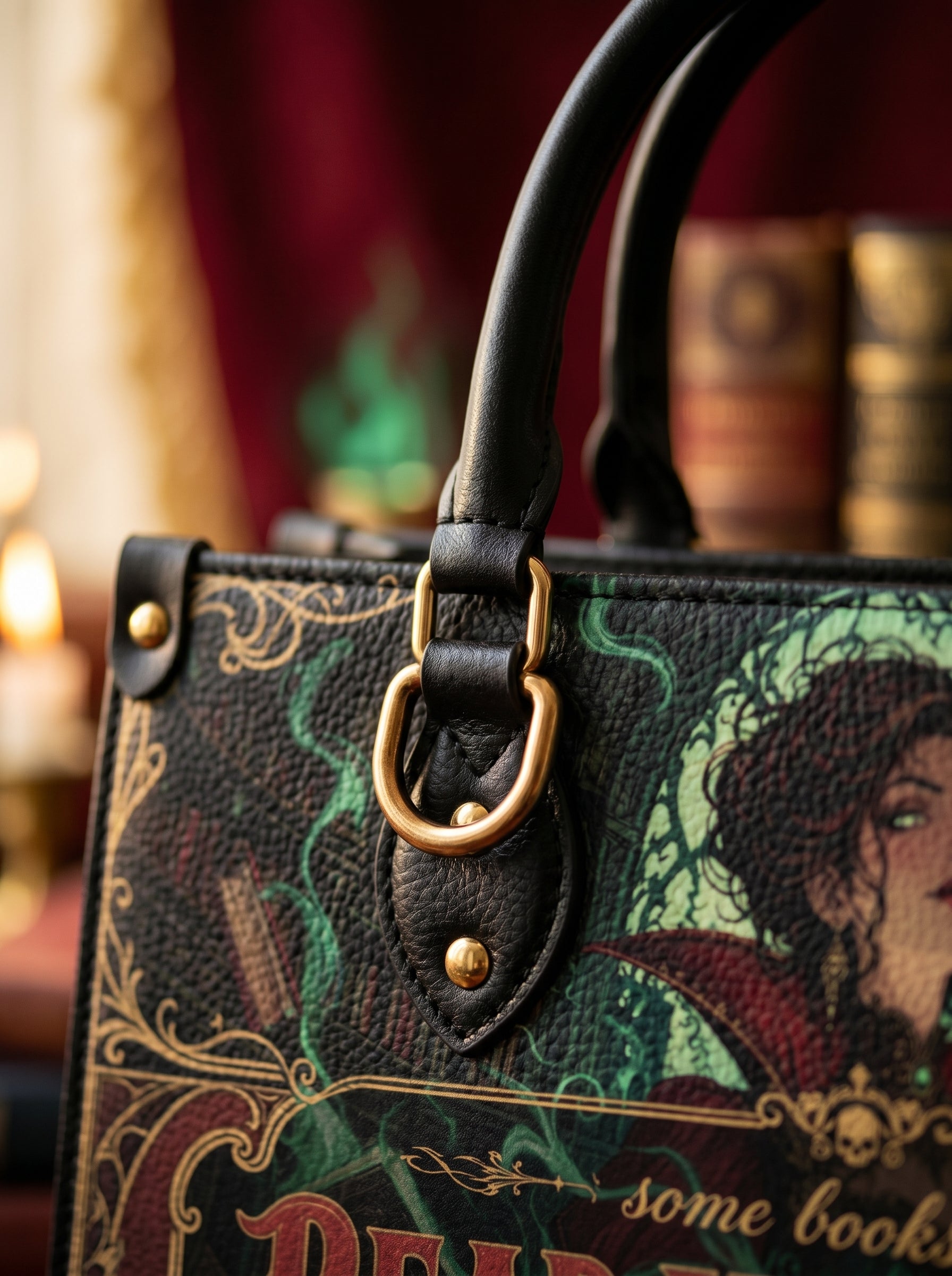 “Some Books Read You Back” Cursed Library Leather Handbag