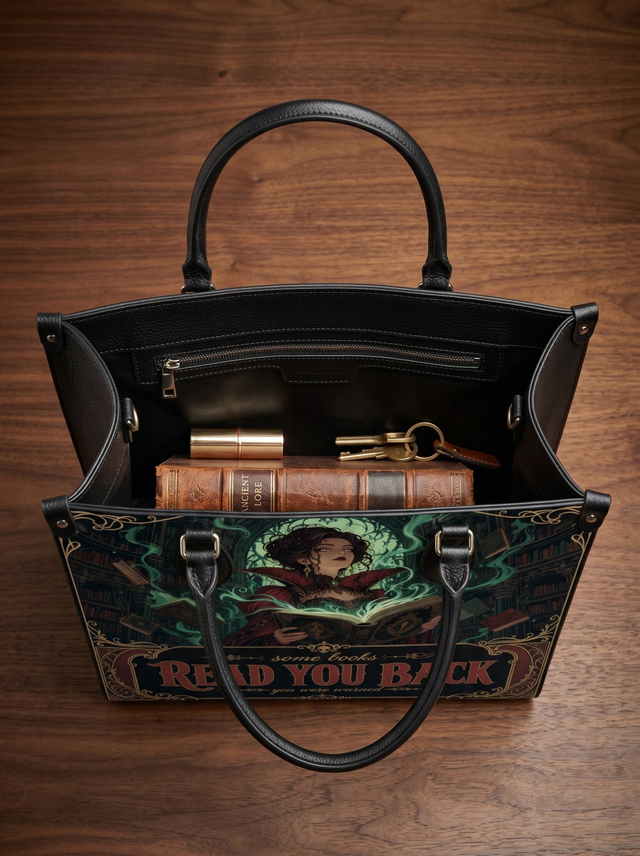 “Some Books Read You Back” Cursed Library Leather Handbag
