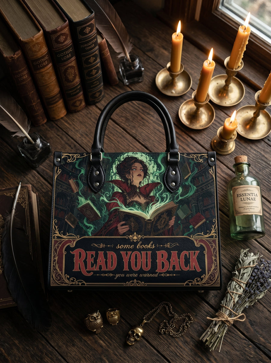 “Some Books Read You Back” Cursed Library Leather Handbag