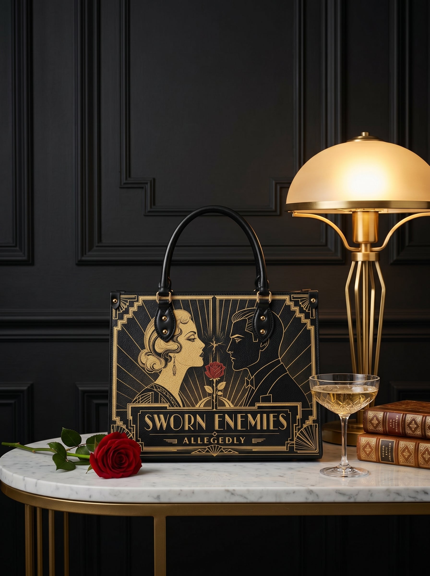 “Sworn Enemies (Allegedly)” Deco Duel Leather Handbag