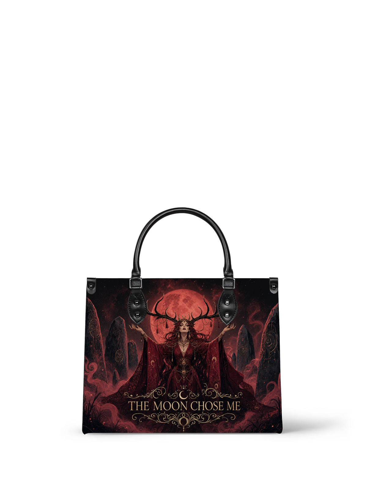 “The Moon Chose Me” Antlered Witch Leather Handbag