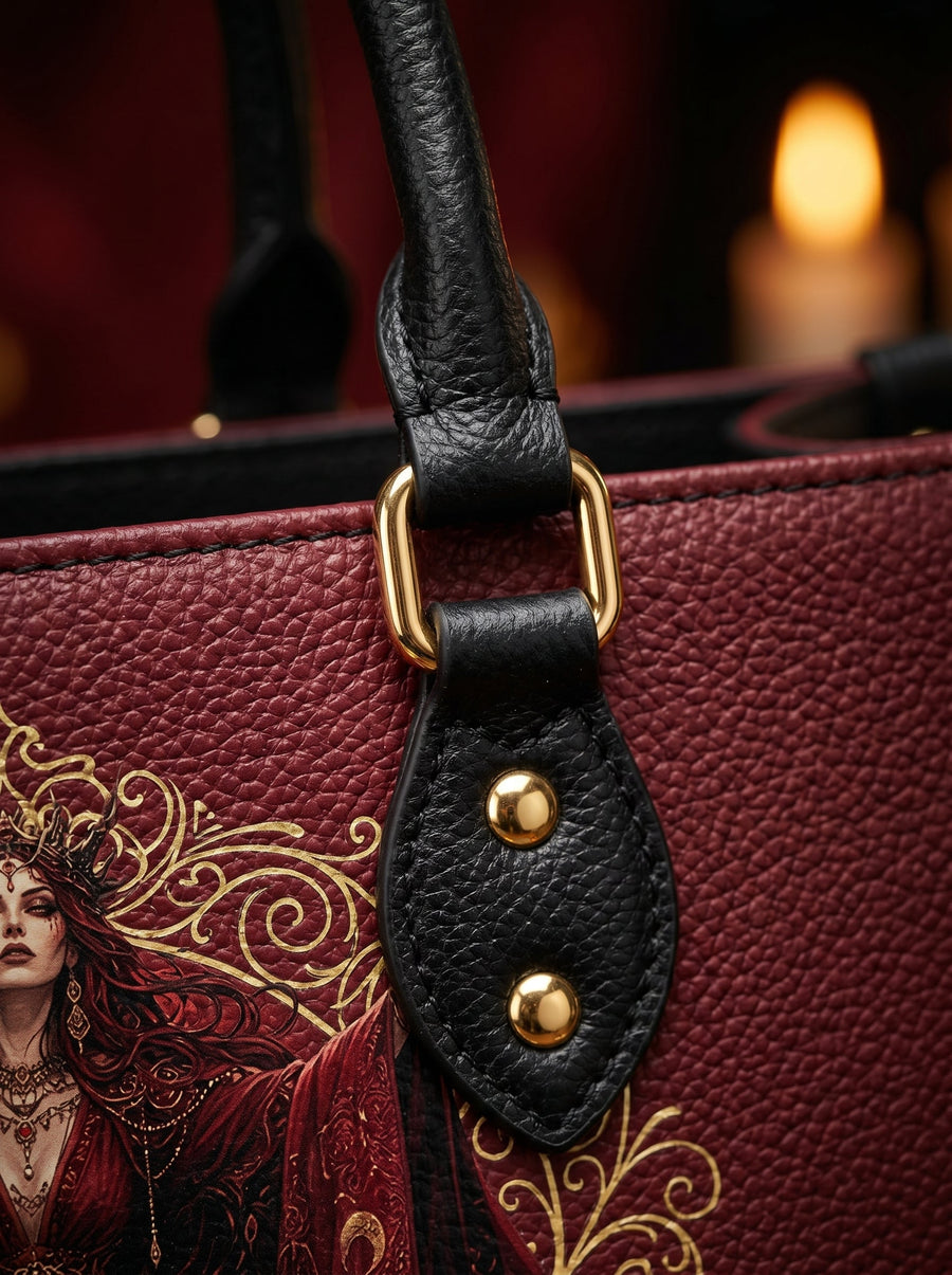 “The Moon Chose Me” Antlered Witch Leather Handbag
