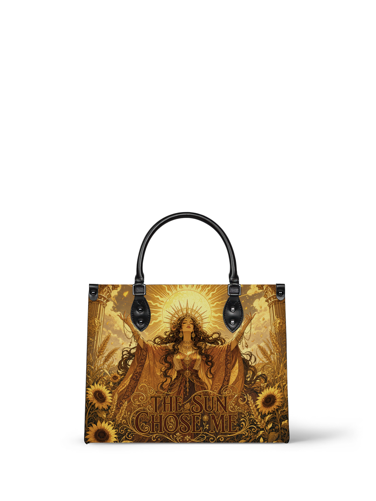 “The Sun Chose Me” Solar Sovereign Leather Handbag