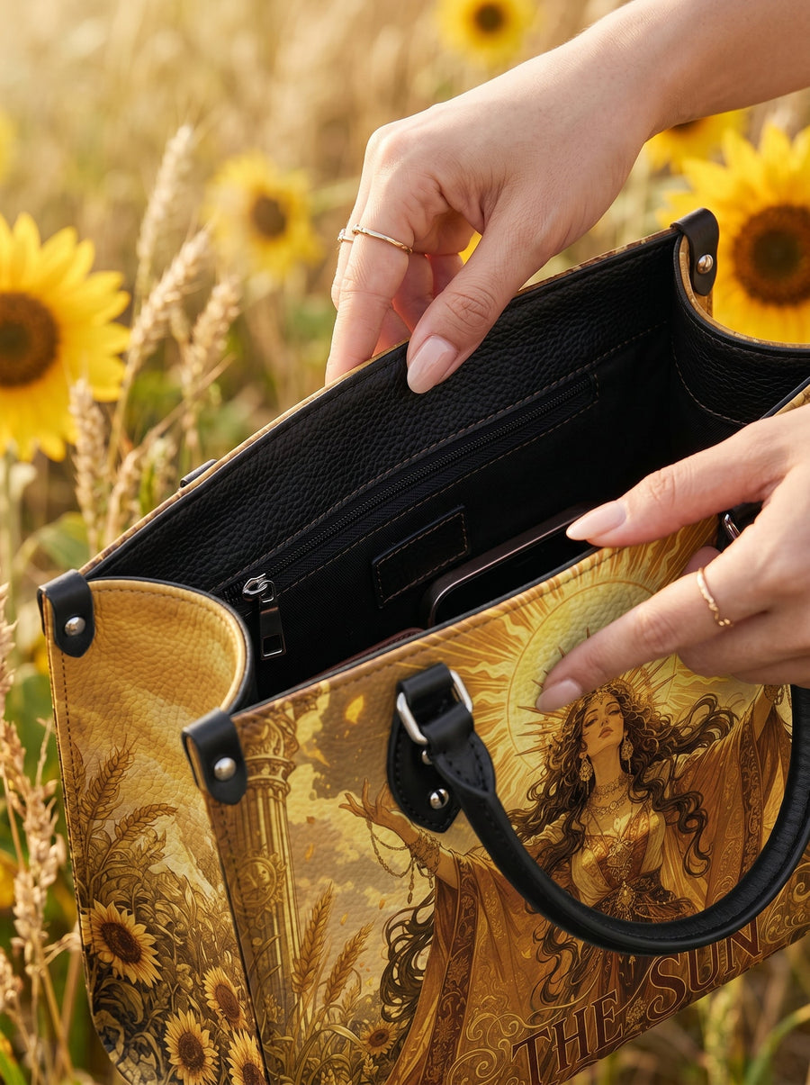 “The Sun Chose Me” Solar Sovereign Leather Handbag