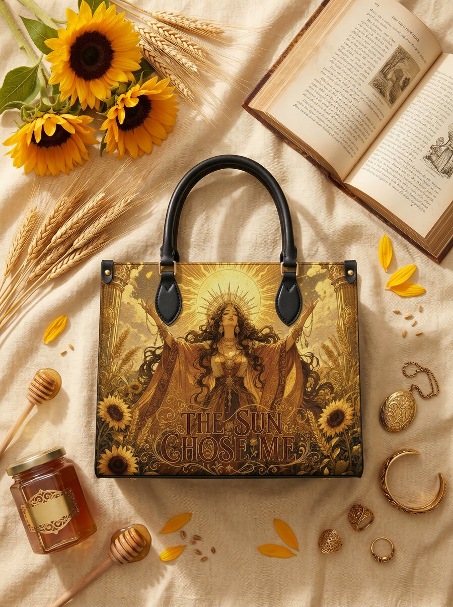 “The Sun Chose Me” Solar Sovereign Leather Handbag