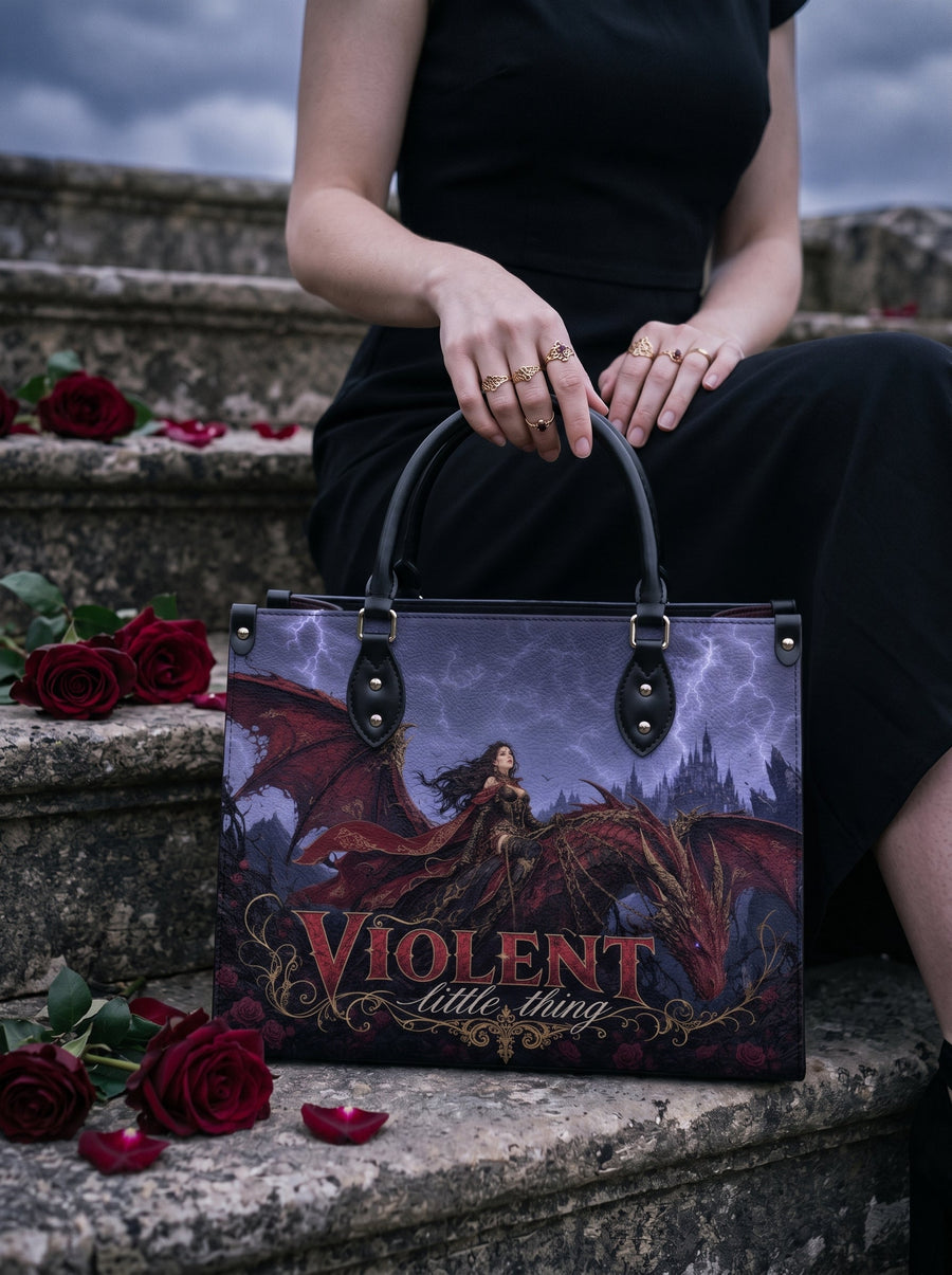 “Violent Little Thing” Dragon-Bonded Leather Handbag