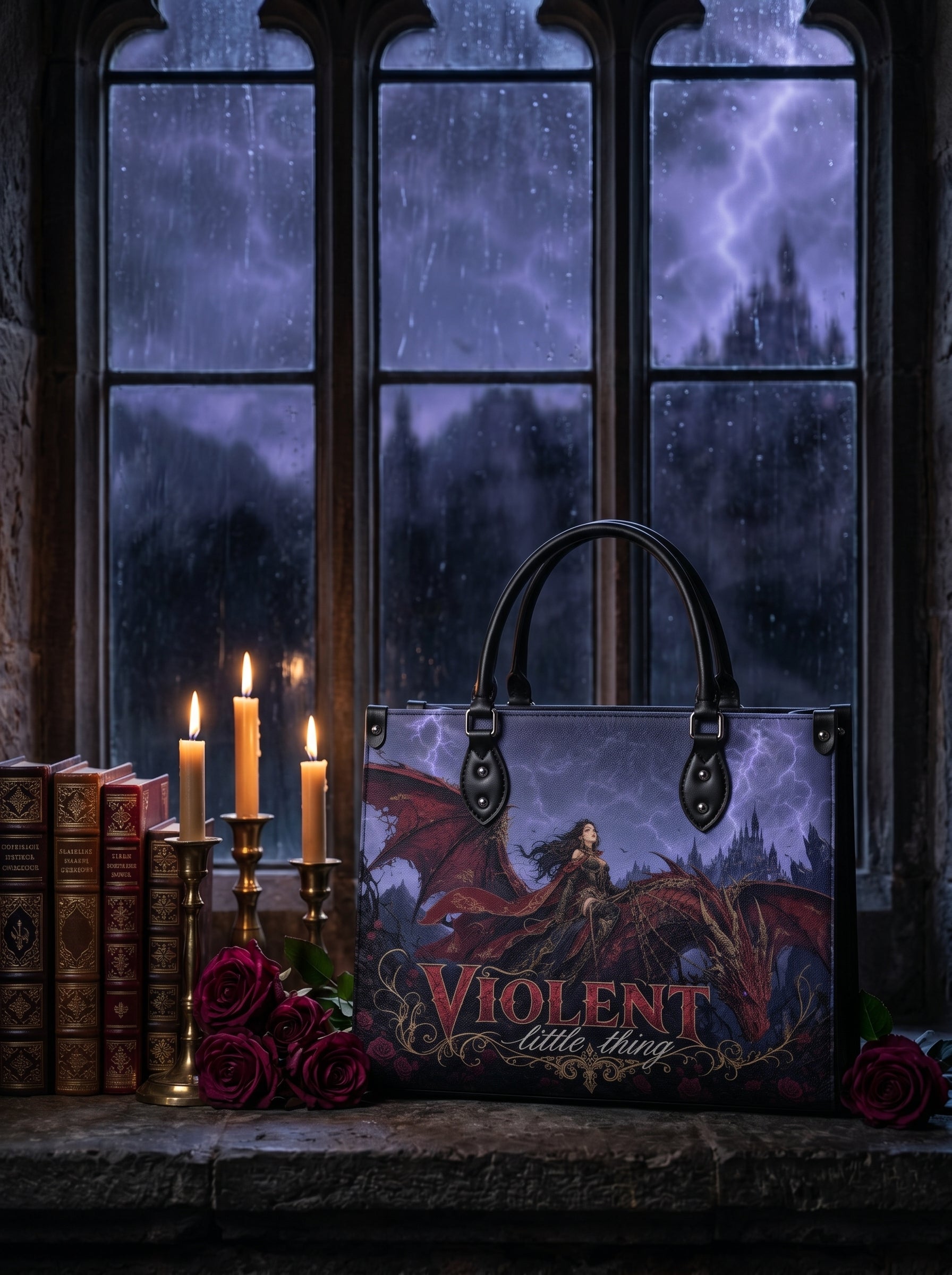 “Violent Little Thing” Dragon-Bonded Leather Handbag