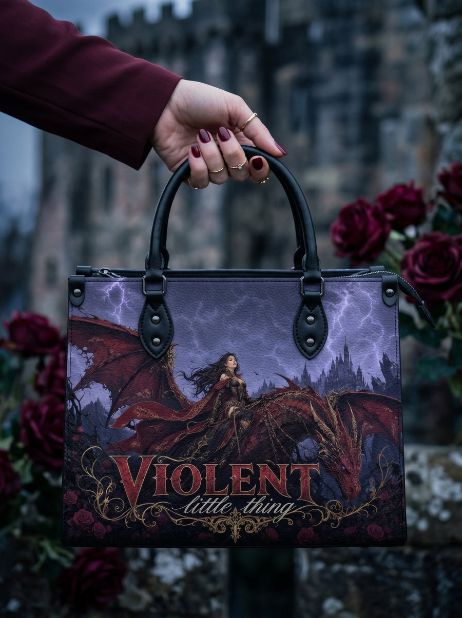 “Violent Little Thing” Dragon-Bonded Leather Handbag
