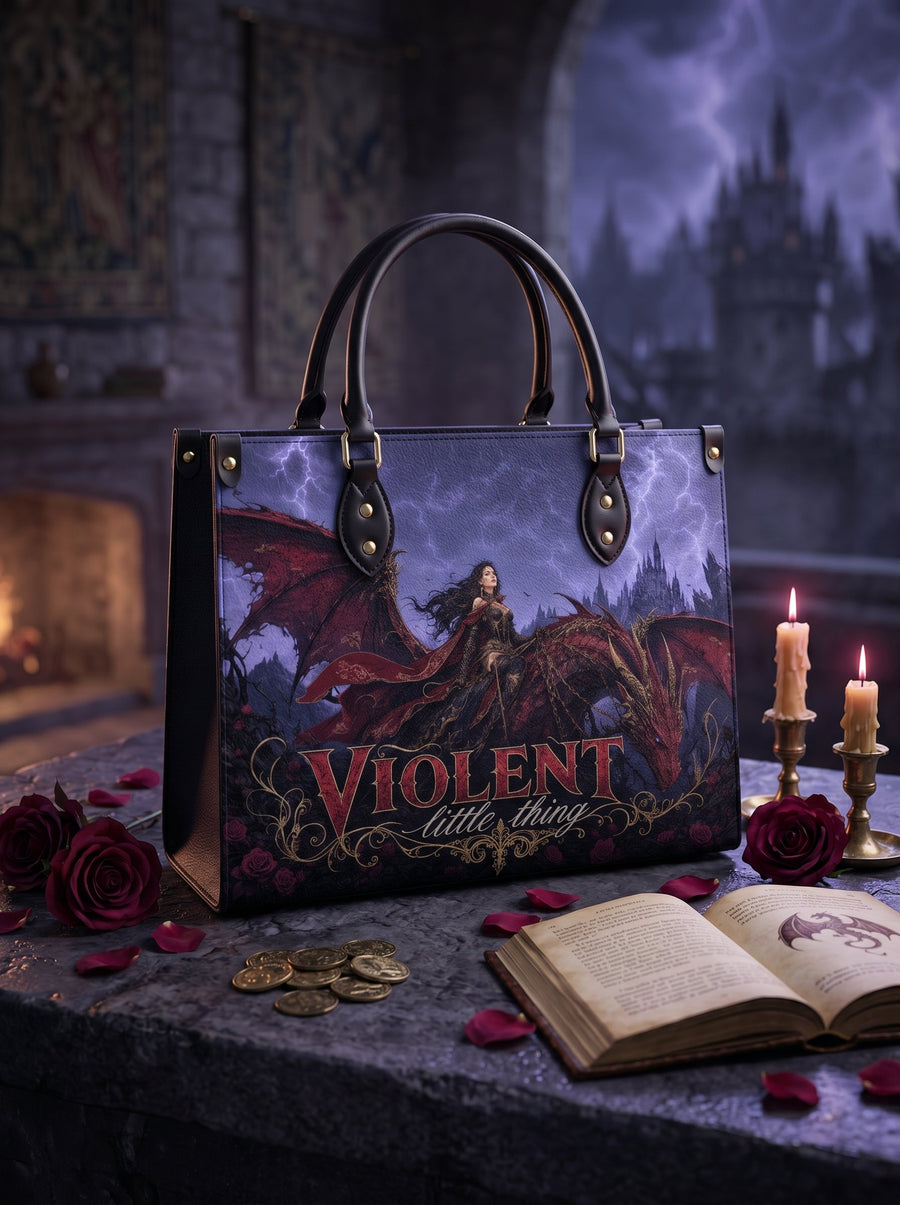 “Violent Little Thing” Dragon-Bonded Leather Handbag