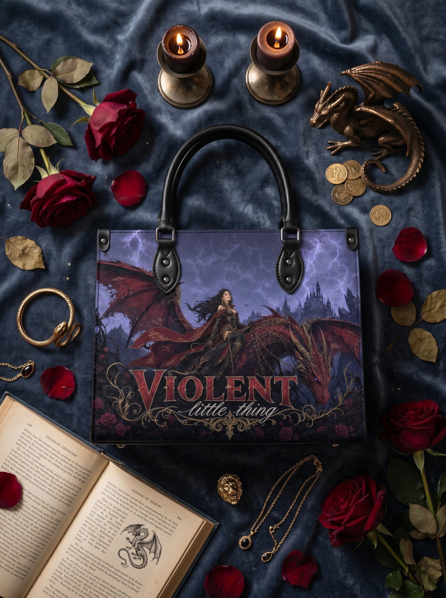 “Violent Little Thing” Dragon-Bonded Leather Handbag