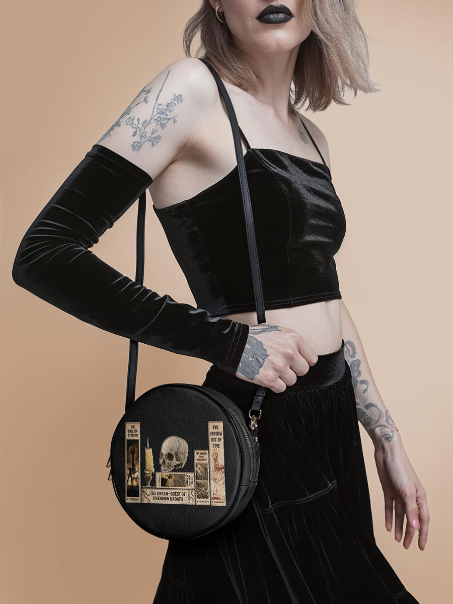 Lovecraftian Black Circle Crossbody Bag