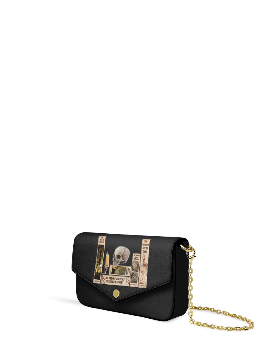 Lovecraftian Black Envelope Chain Crossbody Bag