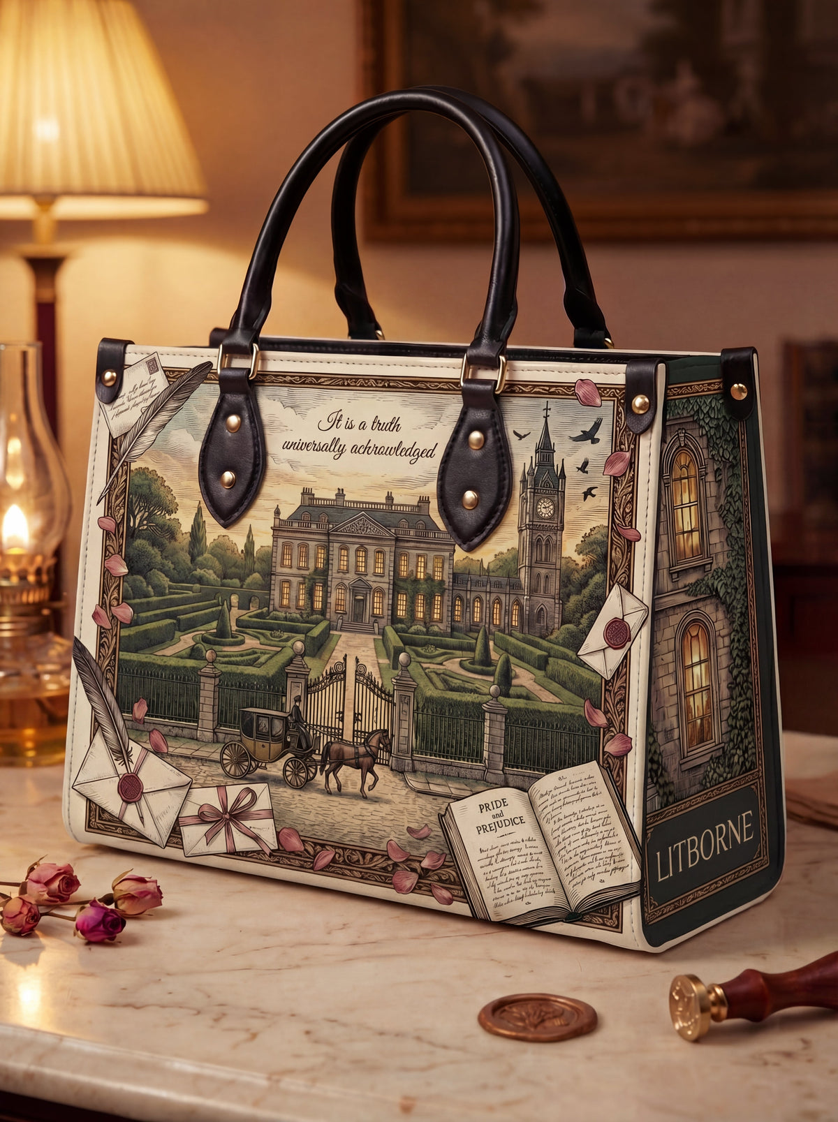 Pride and Prejudice Regency Leather Handbag - main mockup