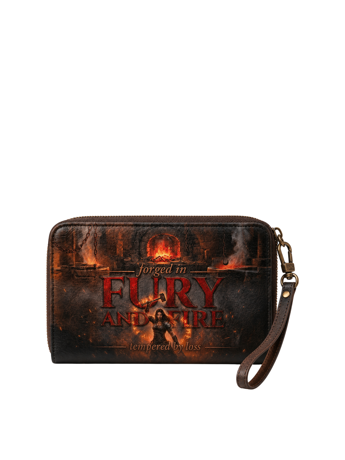 "Forged in Fury and Fire" Blacksmith Warrior Long Wallet