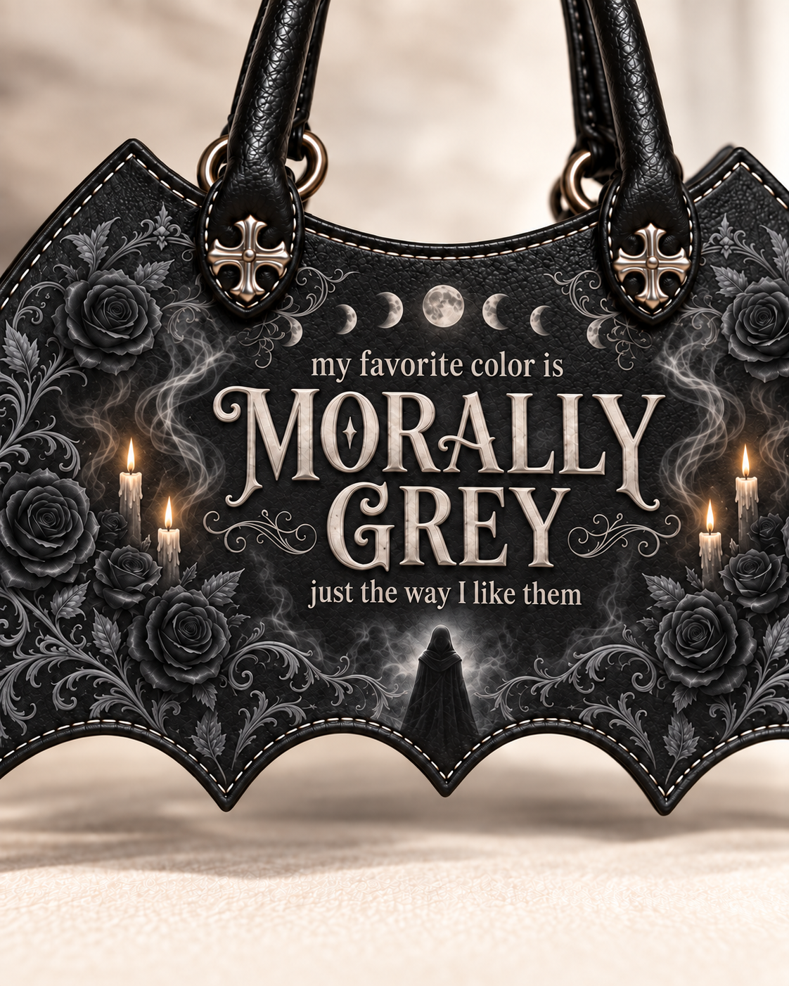 My Favorite Color Is Morally Grey Bat Wing Handbag