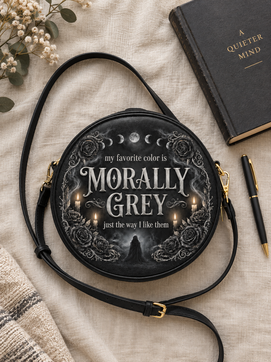 My Favorite Color Is Morally Grey Circle Crossbody Bag