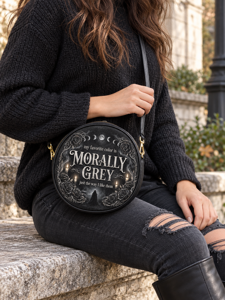 My Favorite Color Is Morally Grey Circle Crossbody Bag