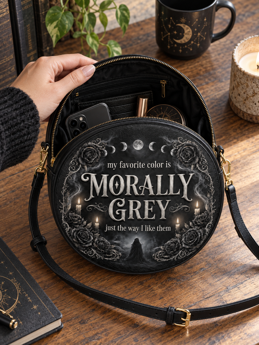 My Favorite Color Is Morally Grey Circle Crossbody Bag