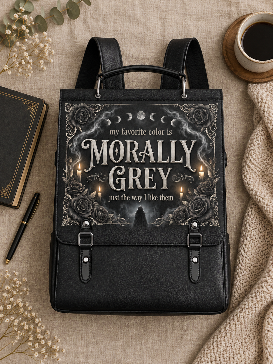 My Favorite Color Is Morally Grey Leather Backpack