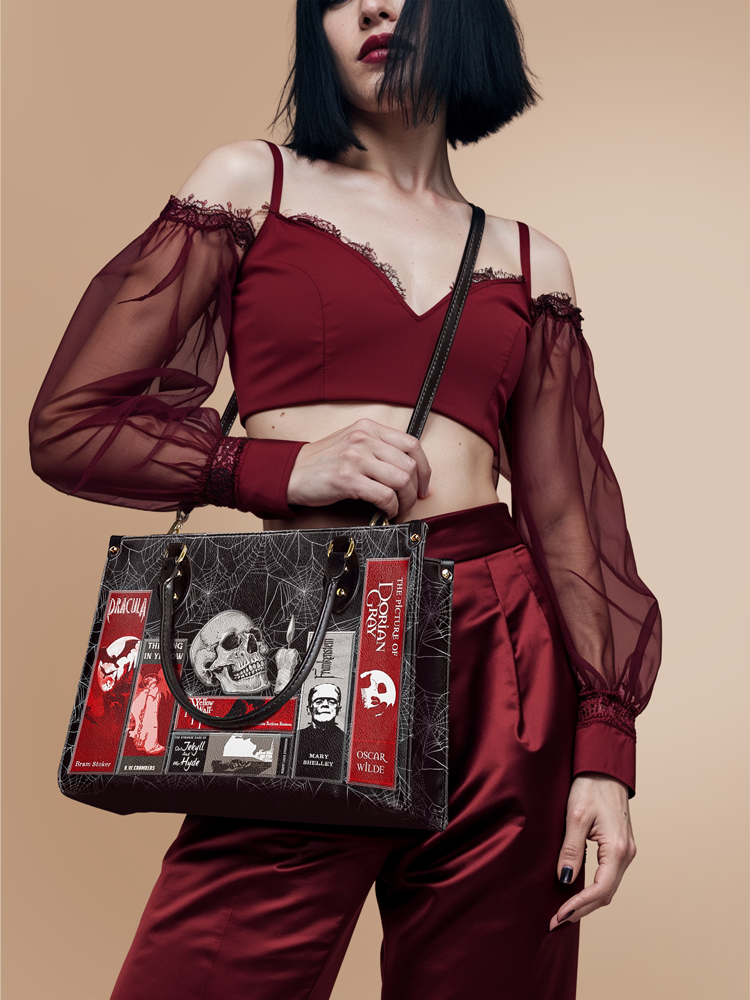 "The Codex of Gothic Tales" Black Widow’s Kiss Leather Handbag