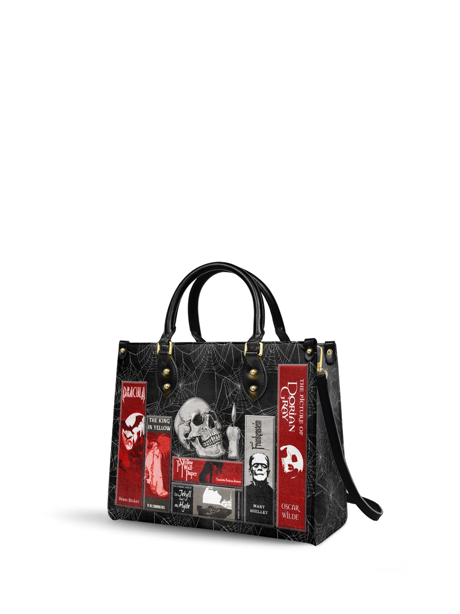 "The Codex of Gothic Tales" Black Widow’s Kiss Leather Handbag
