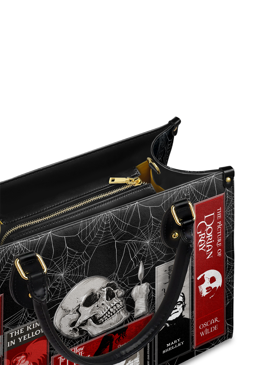 "The Codex of Gothic Tales" Black Widow’s Kiss Leather Handbag