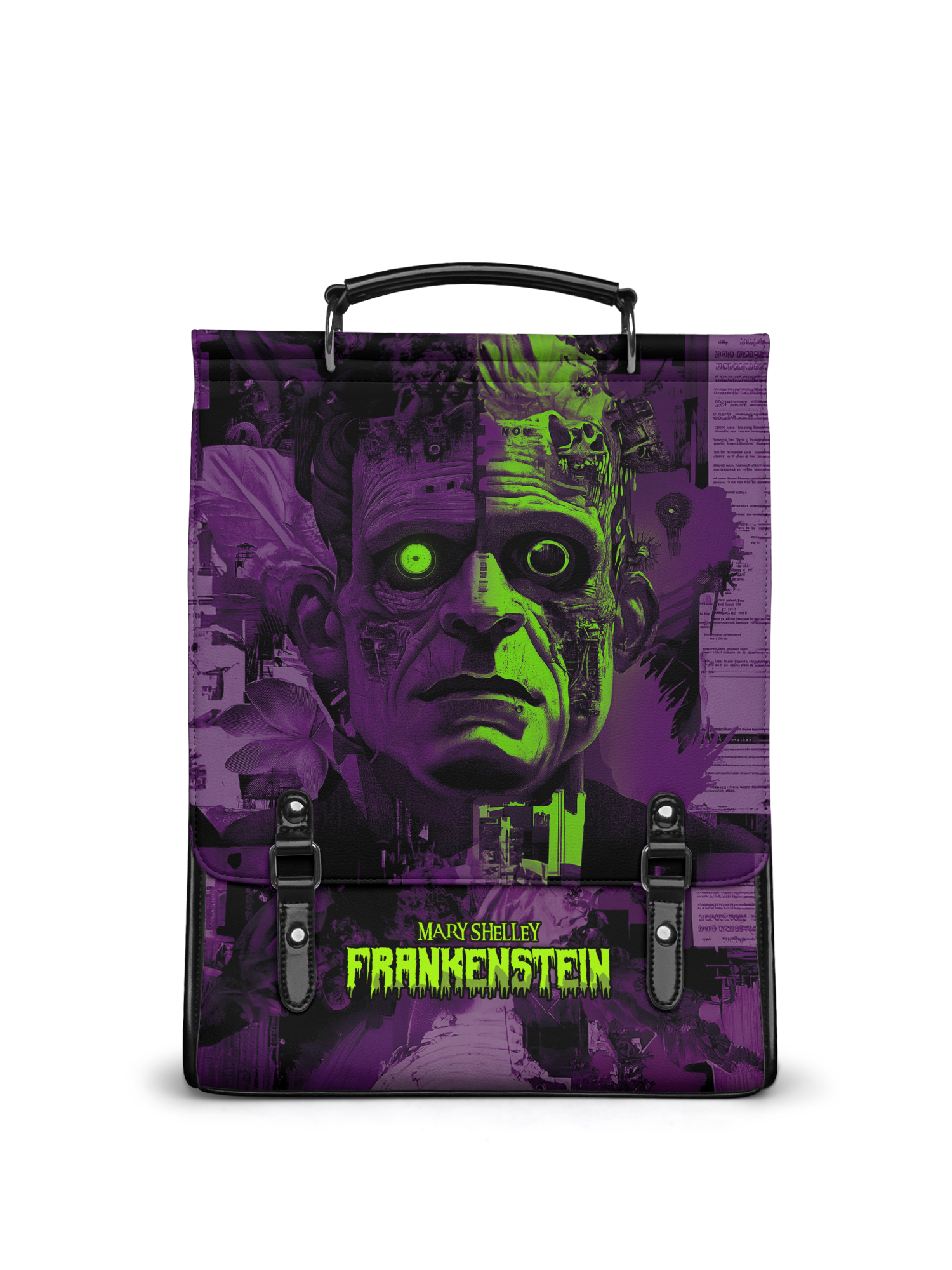 "Frankenstein" Lablight Violet Leather Backpack